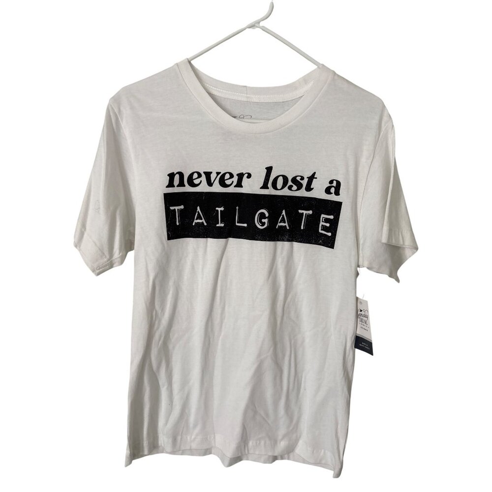 Gameday Social Graphic T Shirt Size Small Never Lost A Tailgate White Cotton NEW